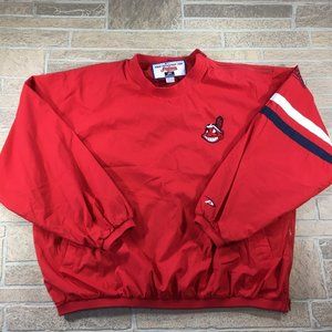Cleveland Indians MLB Team Embroidered Red Pullover Windbreaker Men's 2XL